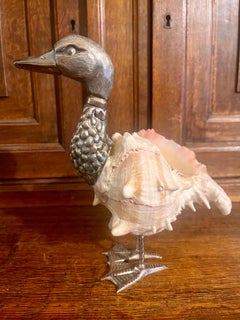 Vintage Gabriella Binazzi Italian Silver Duck Shell Bowl Sculpture C. 1970