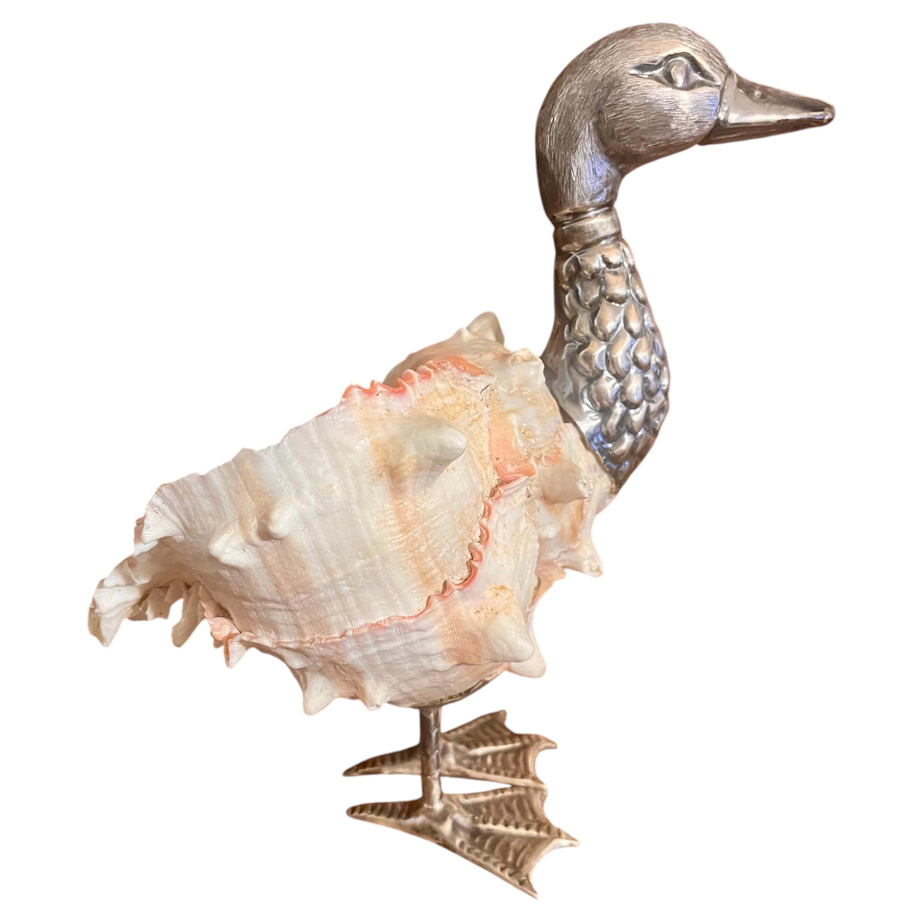 Vintage Gabriella Binazzi Italian Silver Duck Shell Bowl Sculpture C. 1970