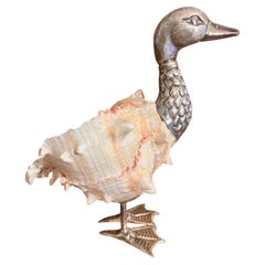 Vintage Gabriella Binazzi Italian Silver Duck Shell Bowl Sculpture C. 1970