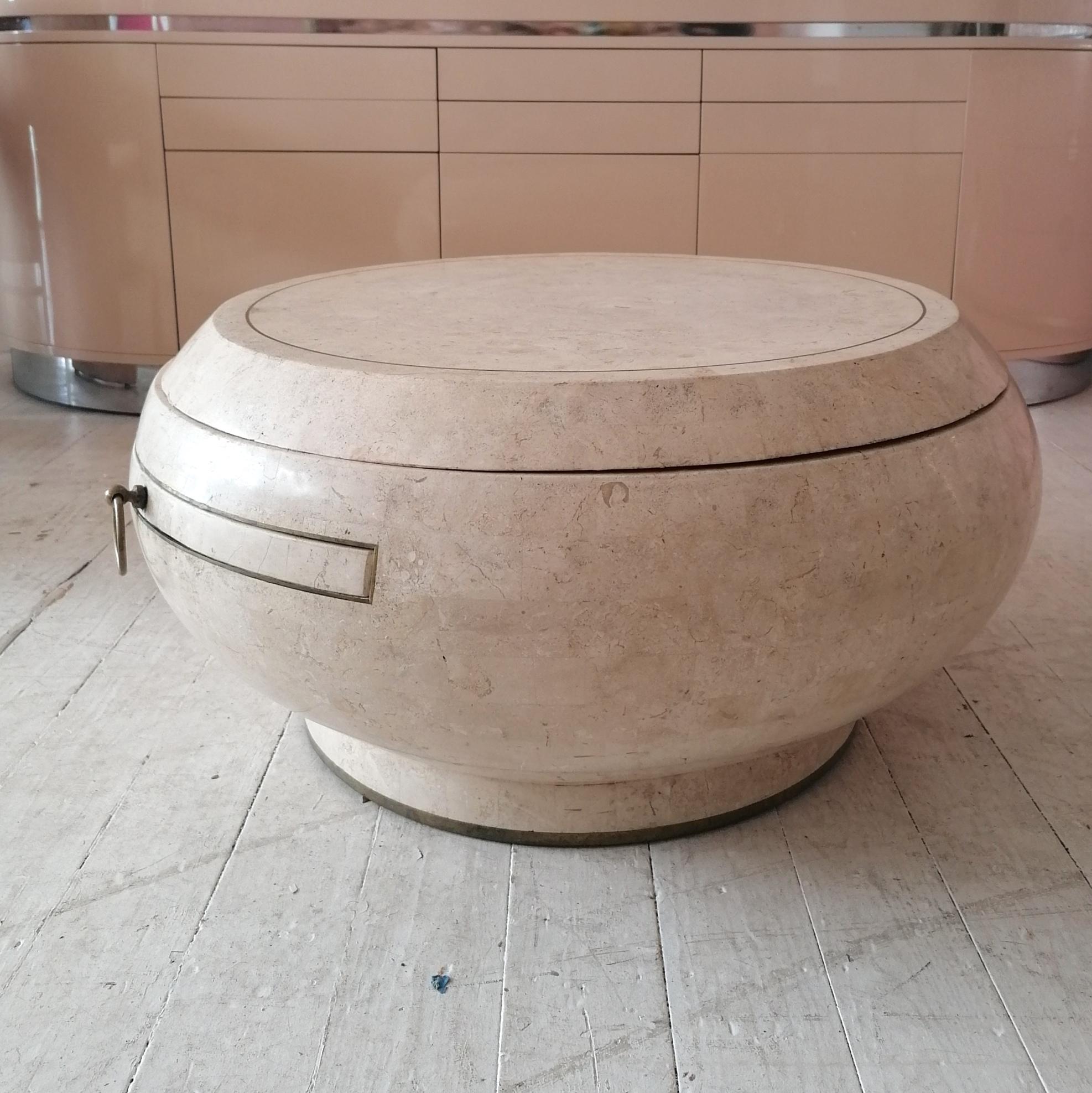 Late 20th Century Vintage Gabriella Crespi Style Extending Swivel Top Stone Coffee Table, 1980s