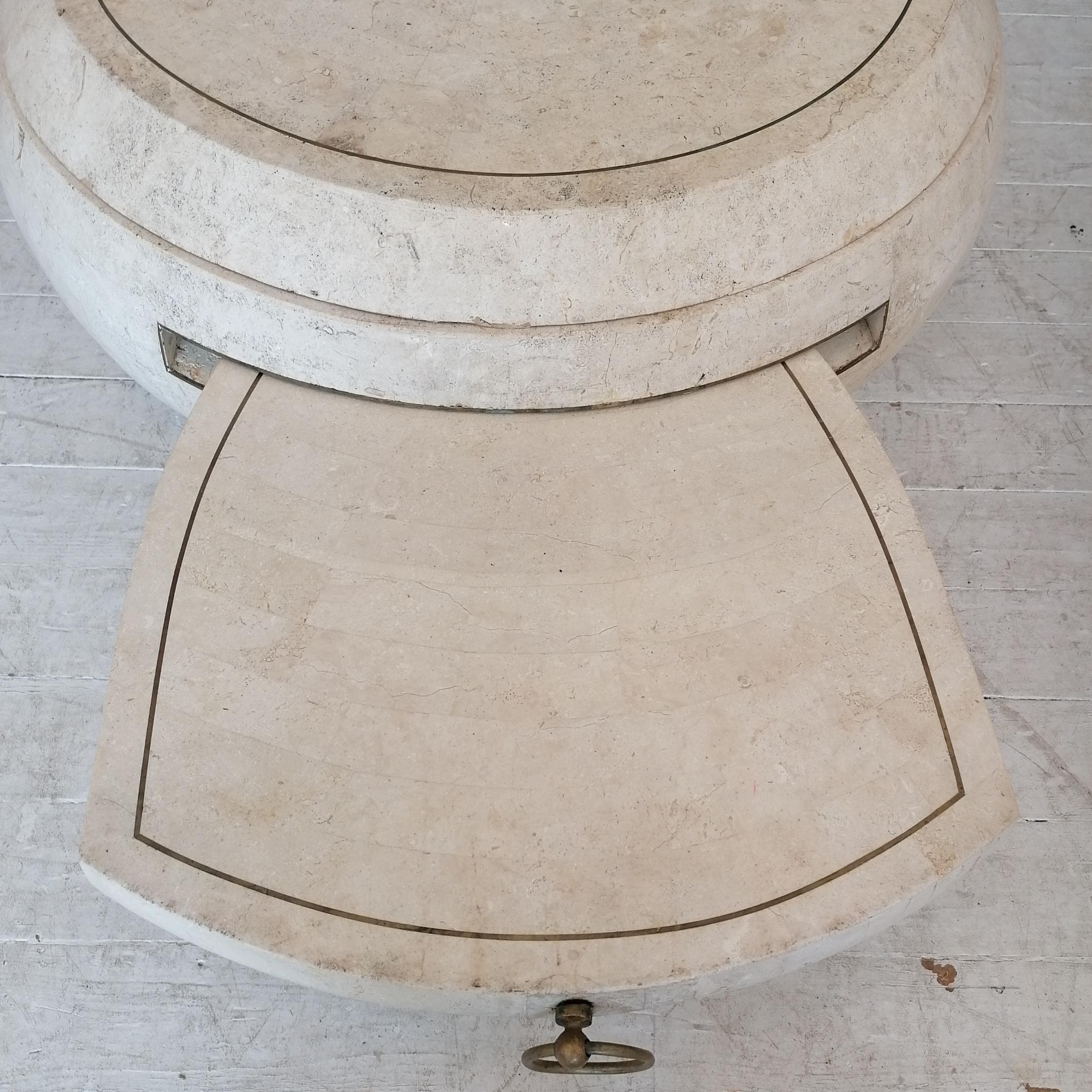 Vintage Gabriella Crespi Style Extending Swivel Top Stone Coffee Table, 1980s 2