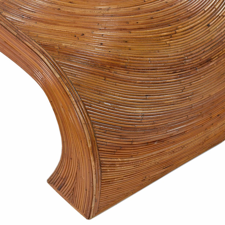 Vintage Gabriella Crespi Style Pencil Reed Bamboo Coffee Table at
