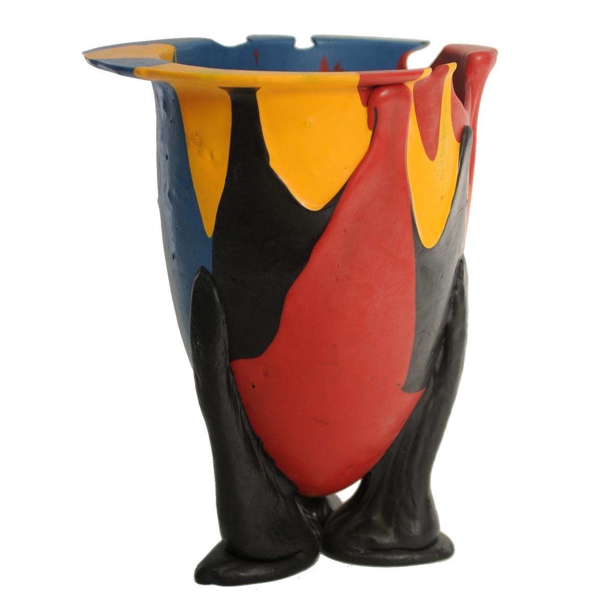 Arts and Crafts Vintage Gaetano Pesce Amazonia L Vase Resin Yellow Red Blue Black