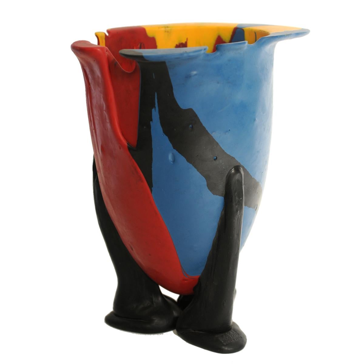 Vintage Gaetano Pesce Amazonia L Vase Resin Yellow Red Blue Black In Good Condition In barasso, IT