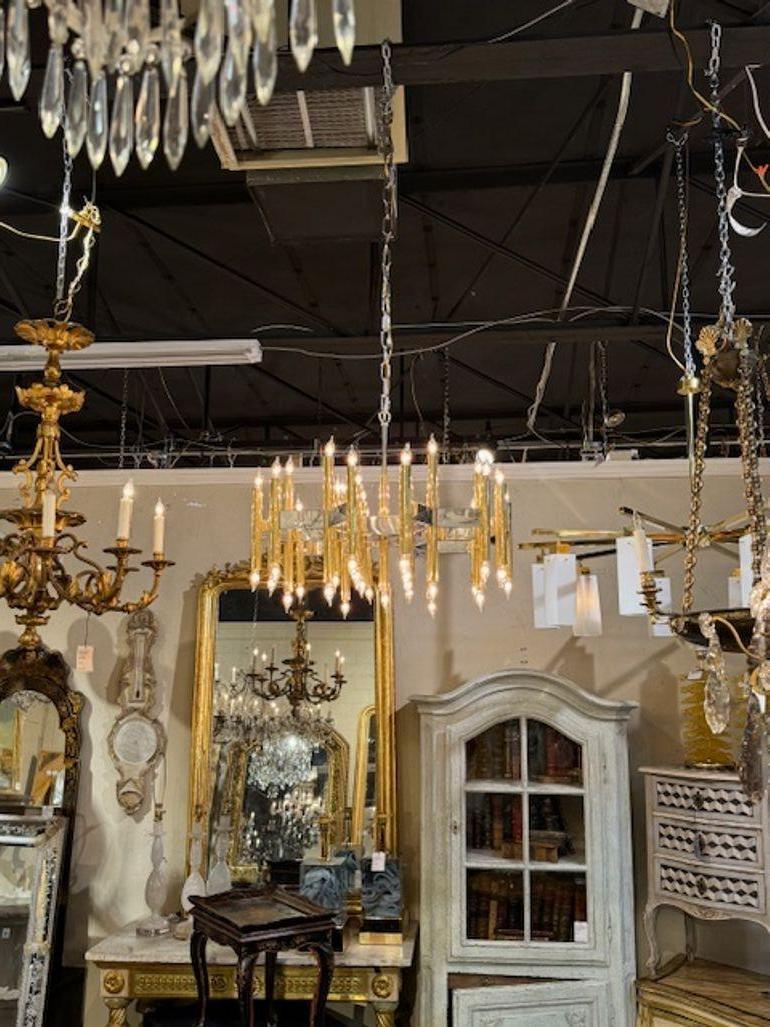 Eccezionale lampadario vintage in ottone e cromo di Gaetano Sciolari. Crea un look moderno e raffinato! Splendido! Circa 1970
20h x 26w