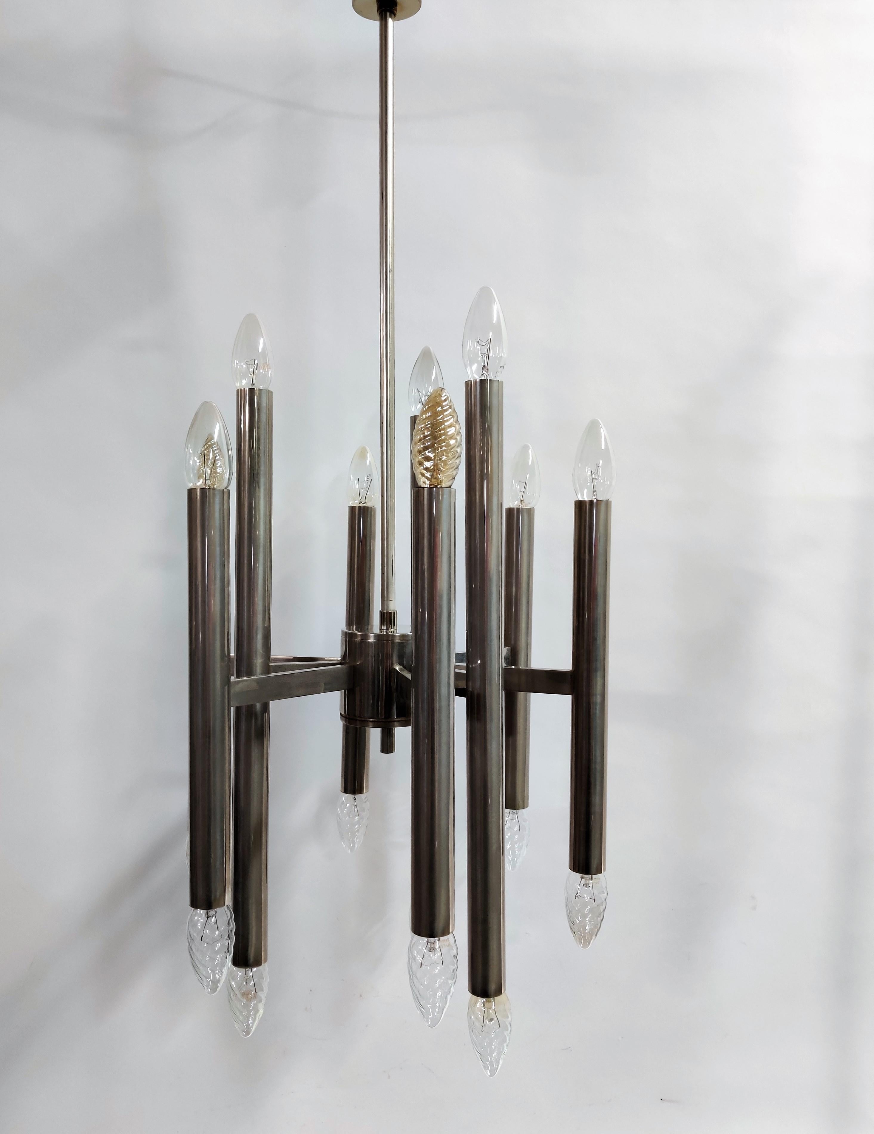 Vintage Gaetano Sciolari Candle Chandelier Made from Chrome, 1970s 5