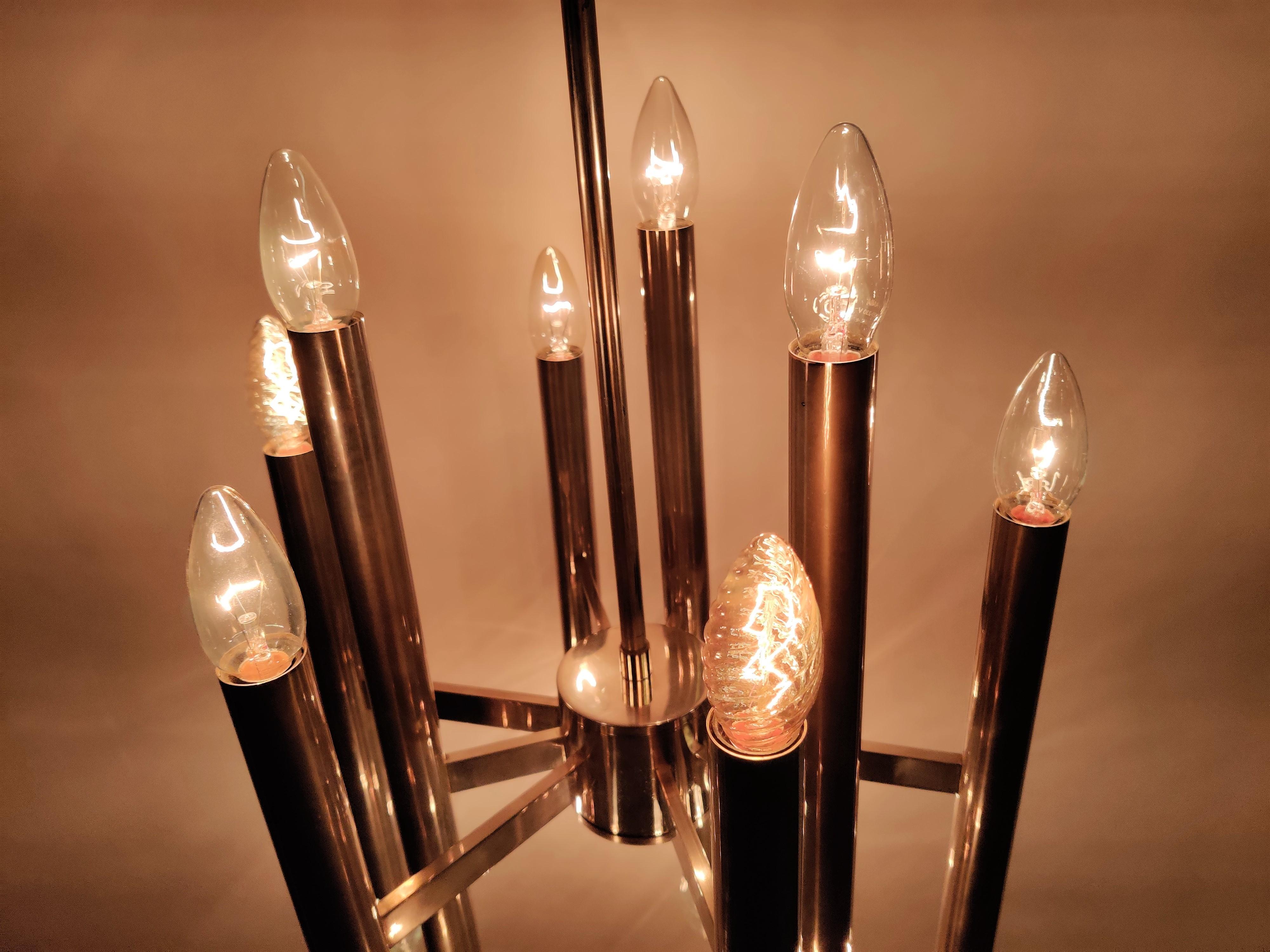 Late 20th Century Vintage Gaetano Sciolari Candle Chandelier Made from Chrome, 1970s