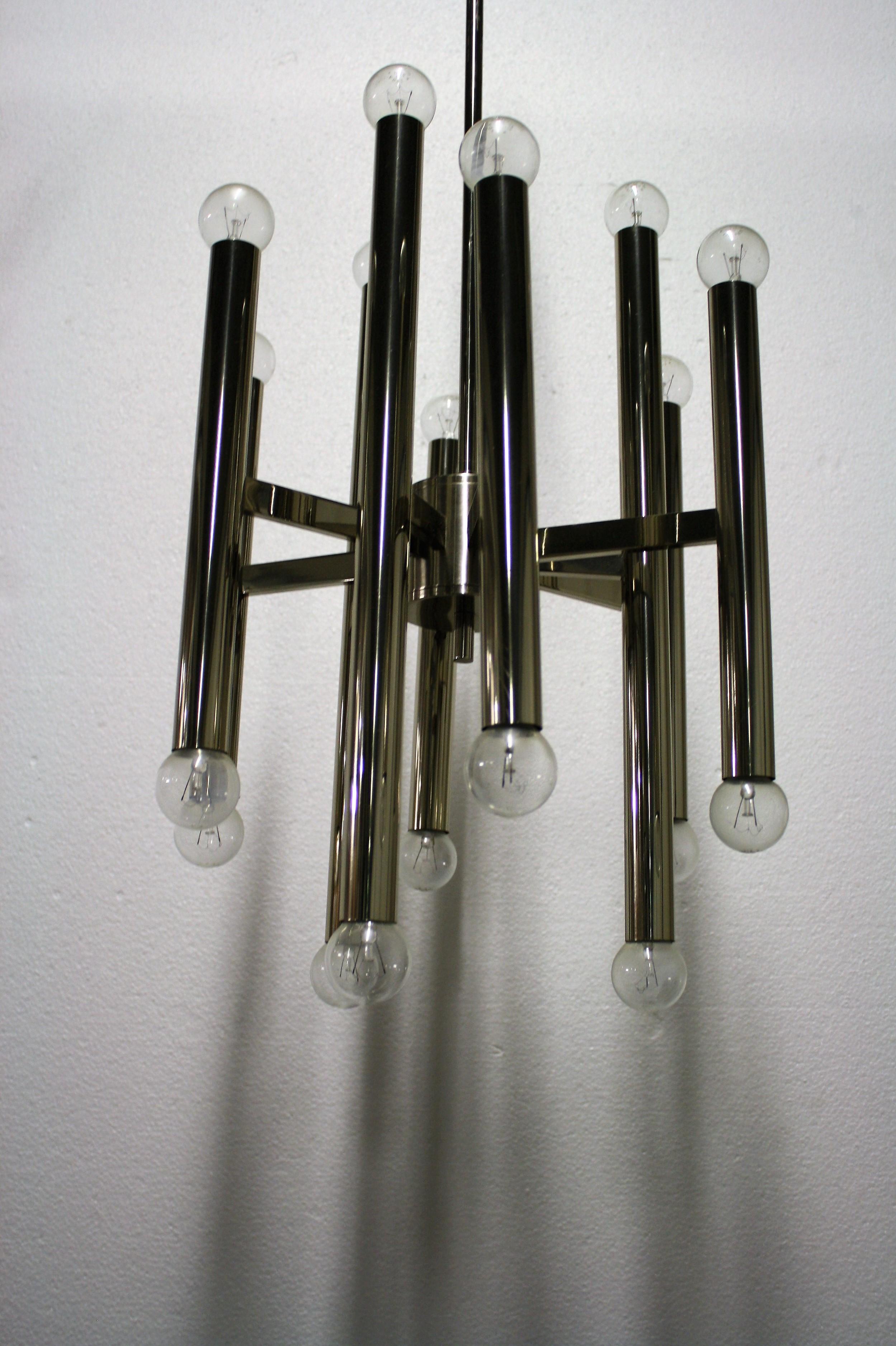 Vintage Gaetano Sciolari Candle Chandelier Made from Chrome, 1970s 3