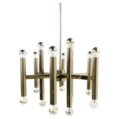 Vintage Gaetano Sciolari Candle Chandelier Made from Chrome, 1970s