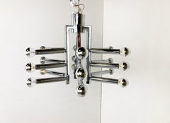 Vintage Gaetano Sciolari Chrome Chandelier, 1970s
