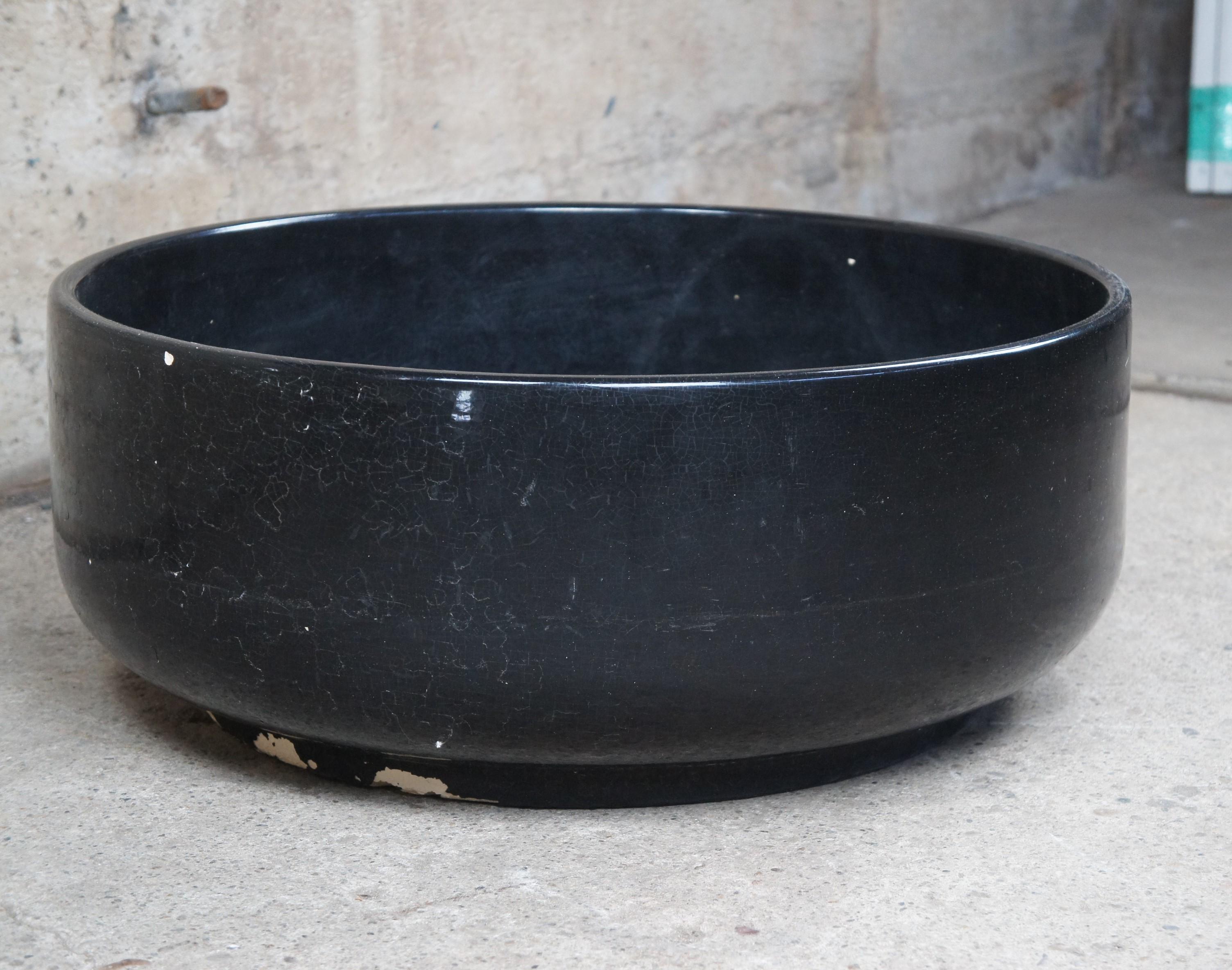Modern Vintage Gainey California Pottery Oversized Glazed Ceramic Tire Planter Bowl For Sale