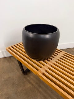Vintage Gainey Ceramics Matte Black Architectural Planter / Cachepot