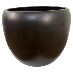 Vintage Gainey Ceramics Matte Black Architectural Planter / Cachepot