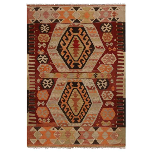 Vintage Sarkisla Red Wool Kilim Rug with Vibrant Accents For Sale at ...