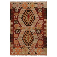 Vintage Gal Burgundy and Blue Wool Kilim Rug with Vibrant Accents by Rug & Kilim