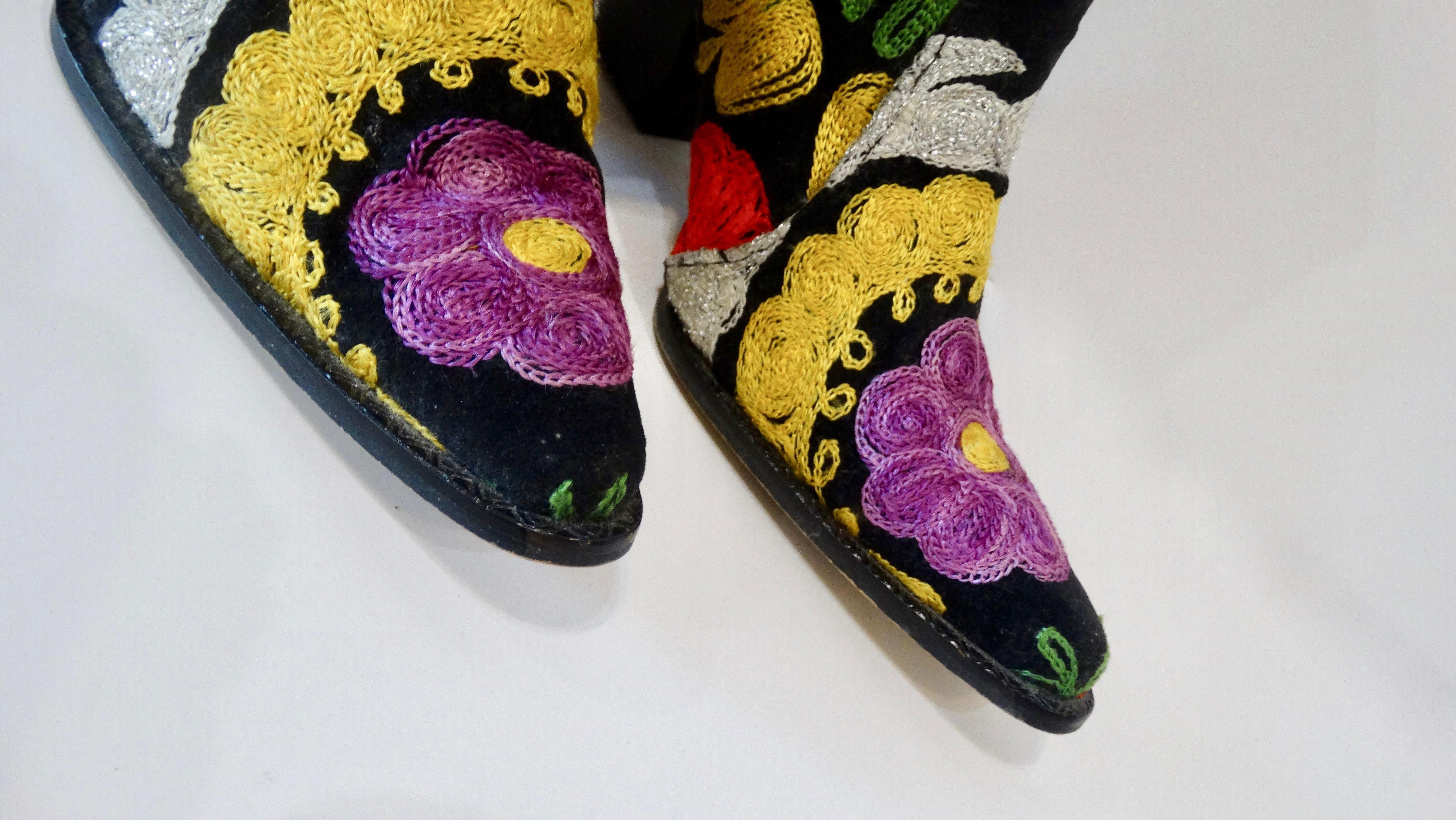 floral embroidered booties