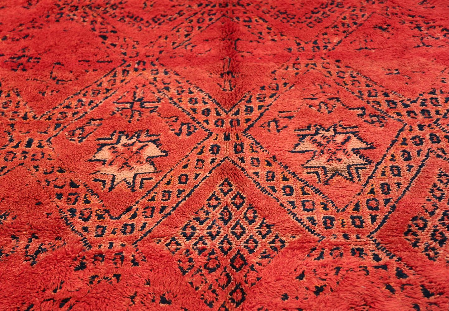 Vintage Gallery Size Double Sided Red Berber Moroccan Rug. Size: 6' x 12' 4