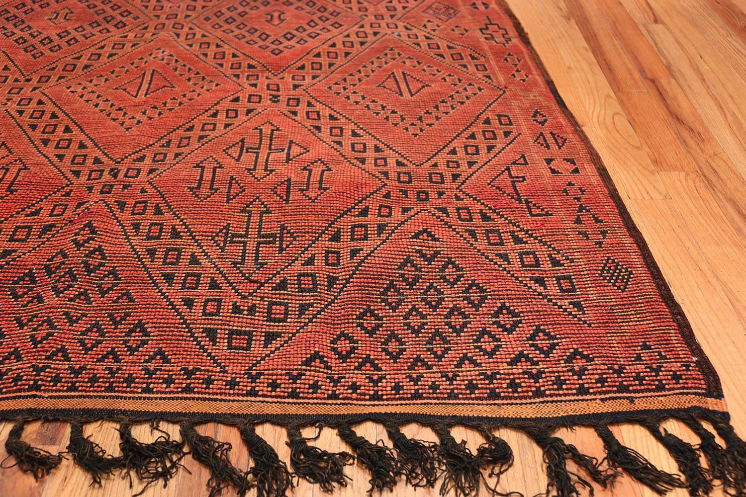 Vintage Gallery Size Double Sided Red Berber Moroccan Rug. Size: 6' x 12' 4