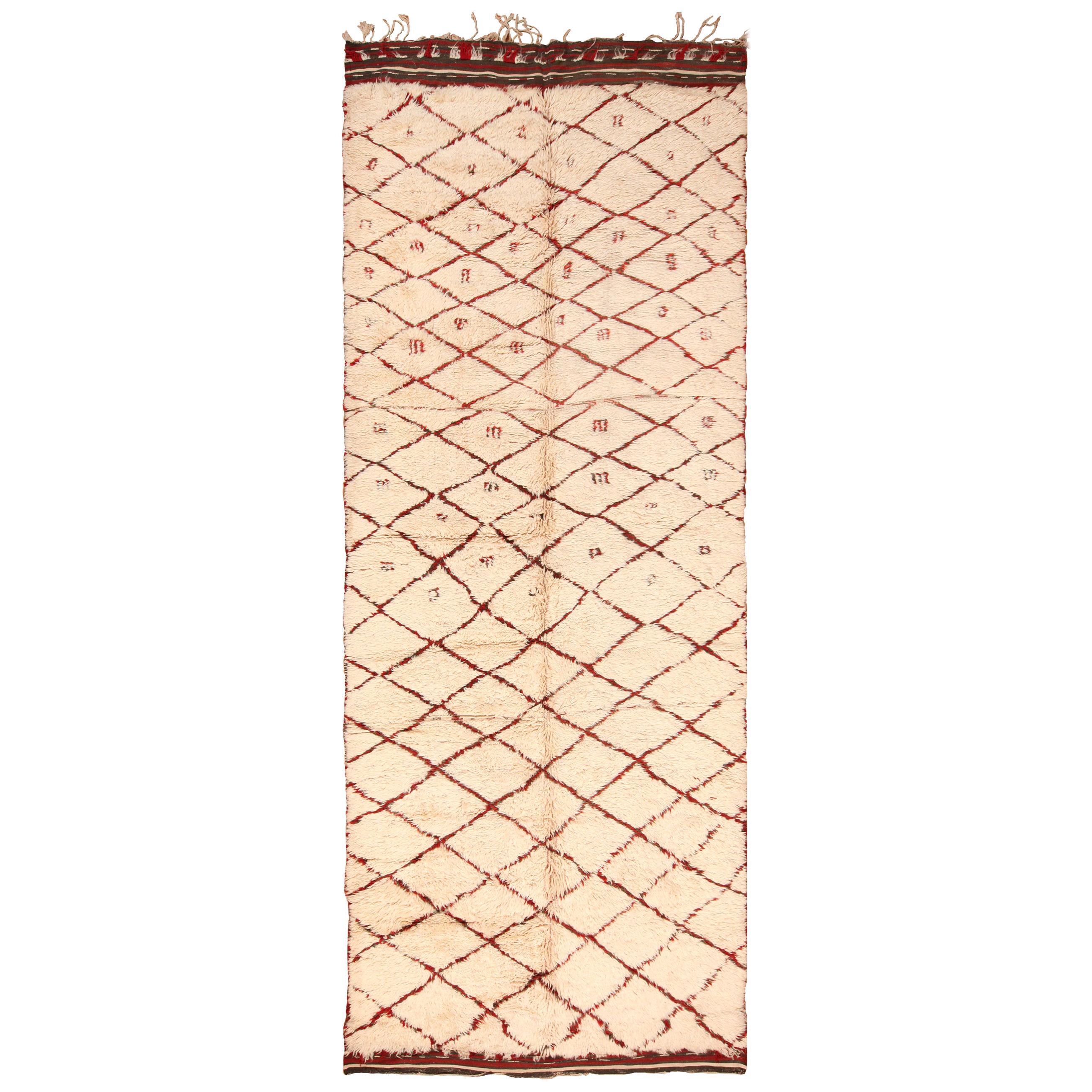 Vintage Gallery Size Moroccan Berber Rug. Size: 6 ft. 6 in x 16 ft. 7 in