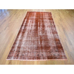 Vintage Gallery Size Overdyed Persian Malayer Worn Wool Handknotted Oriental Rug