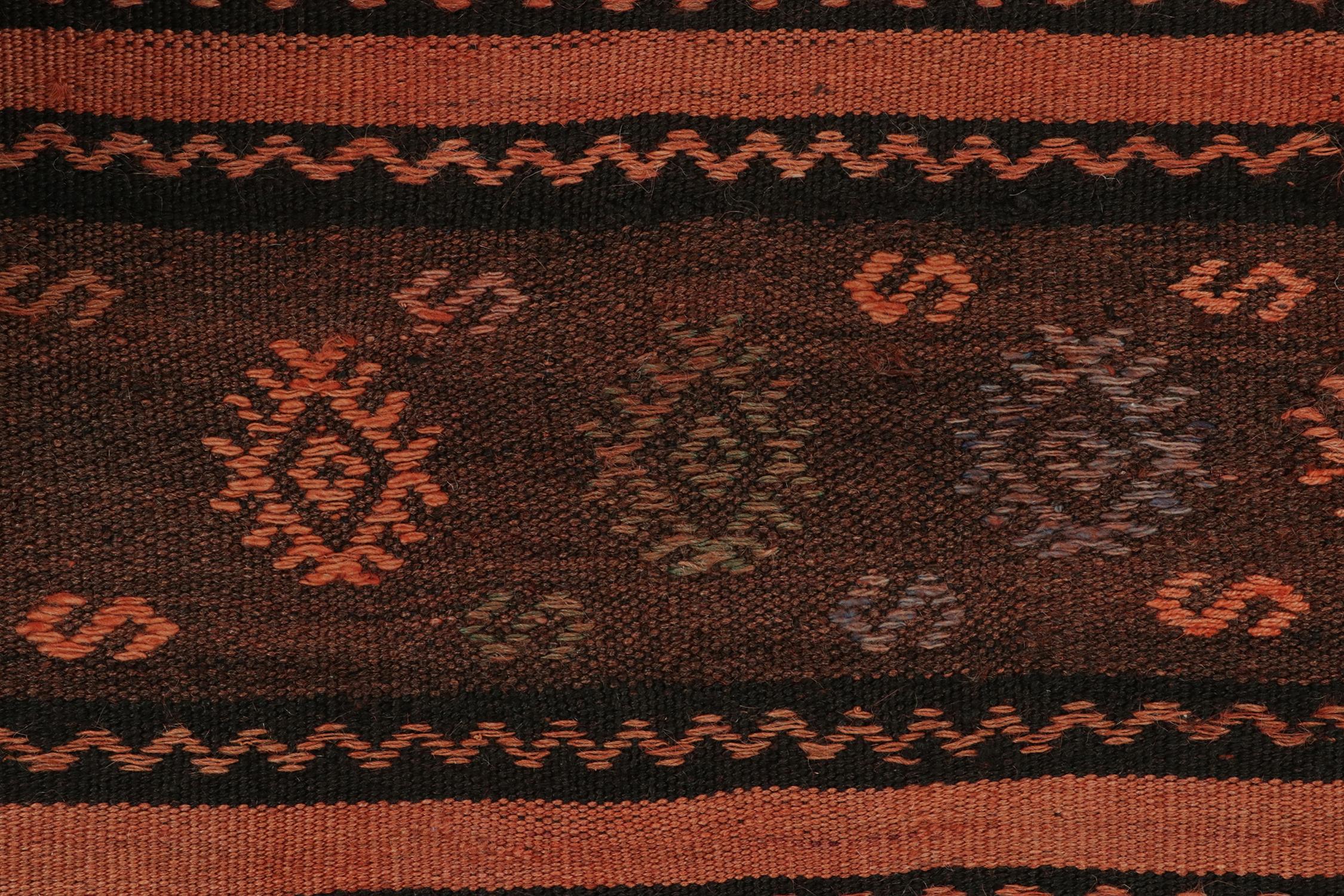 Vintage Gallery-Sized Kilim in Orange and Black Stripes Patterns by Rug & Kilim In Good Condition For Sale In Long Island City, NY