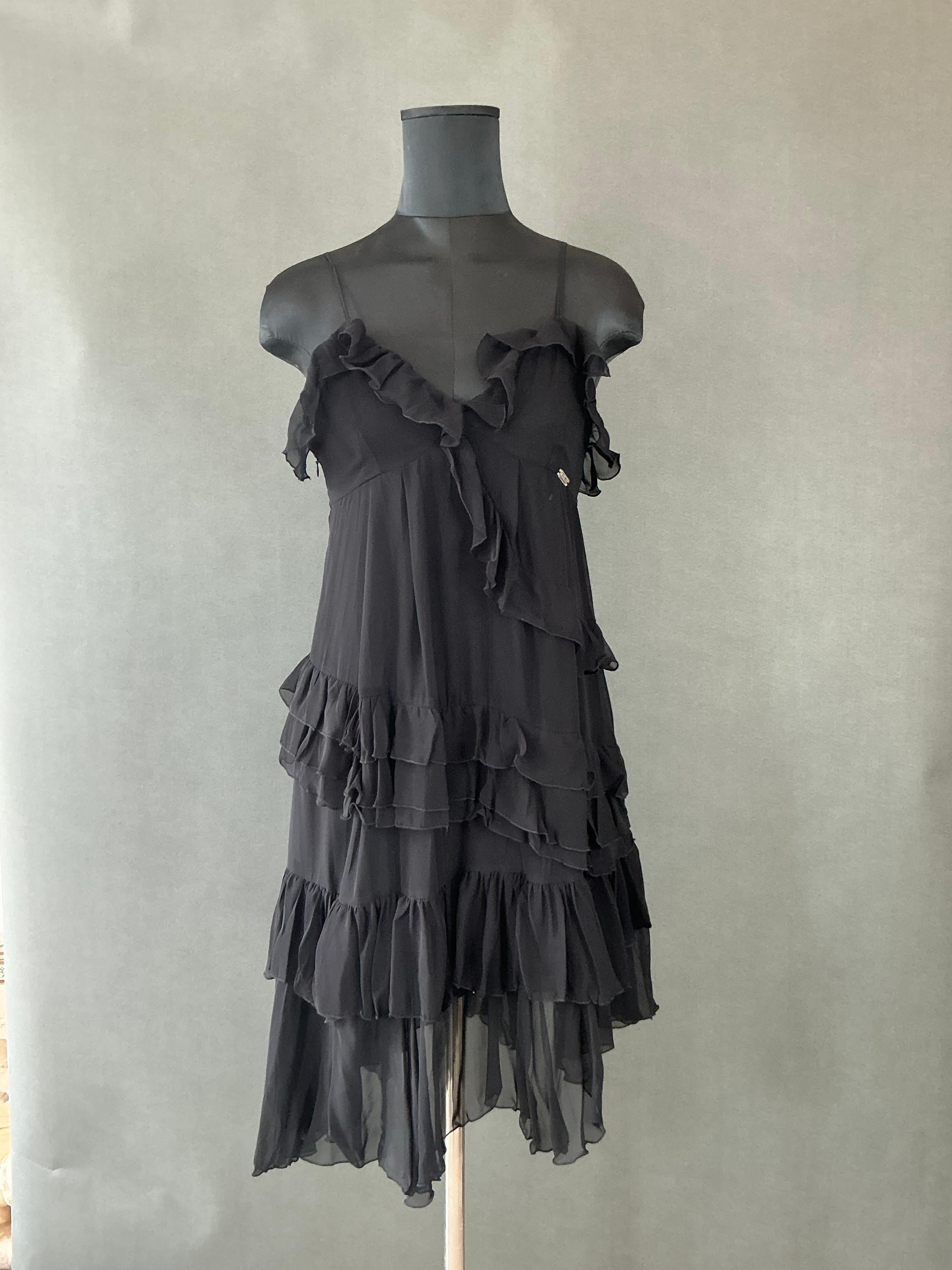 Vestido negro de volantes Vintage Galliano Negro en venta