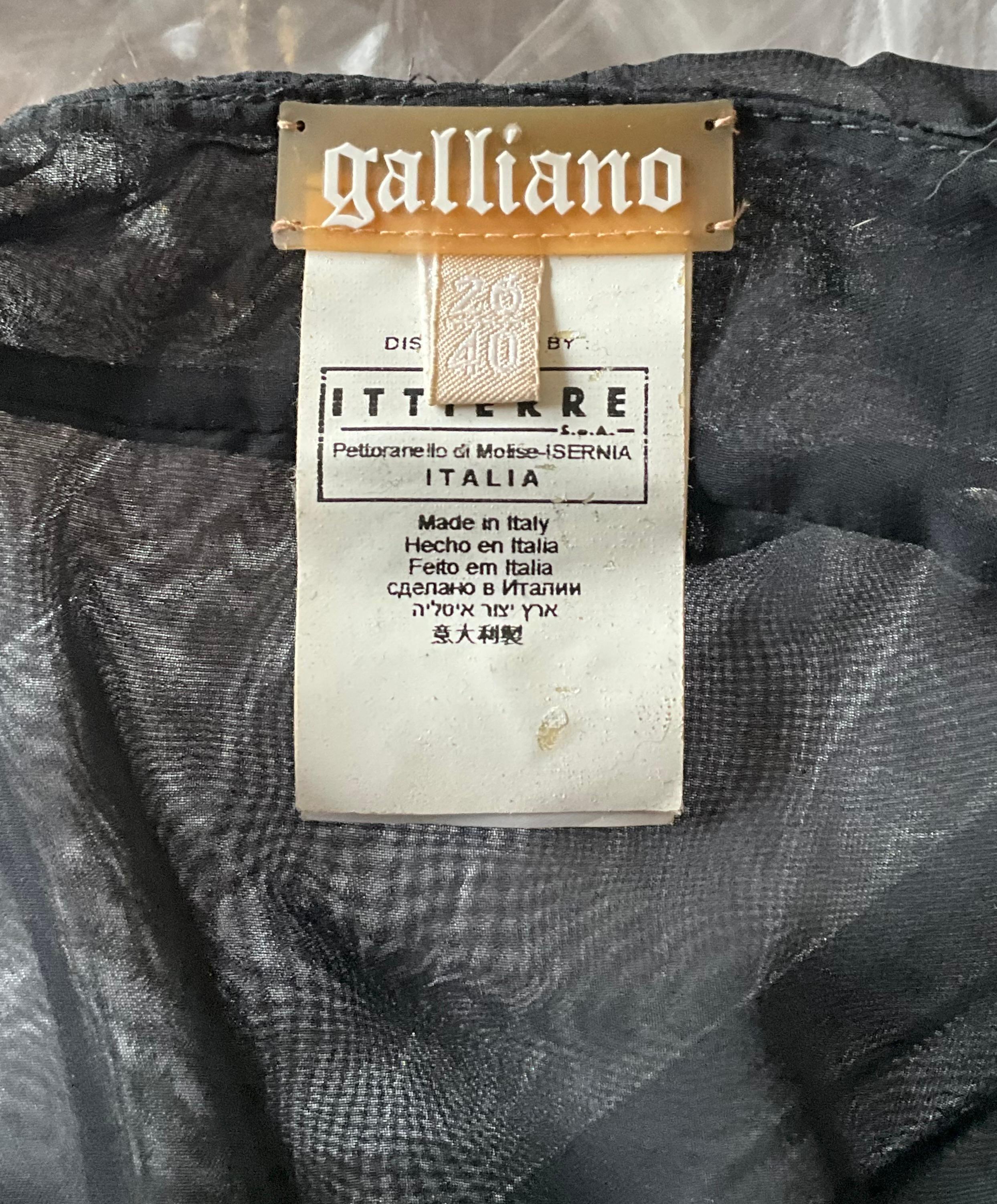 Vestido negro de volantes Vintage Galliano en venta 2