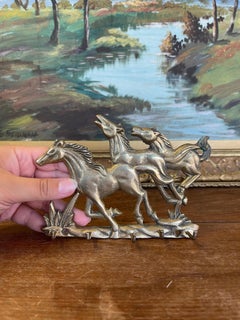 Vintage Galloping Horses Wall Hook Rack - Equestrian Decorative Key Holder.