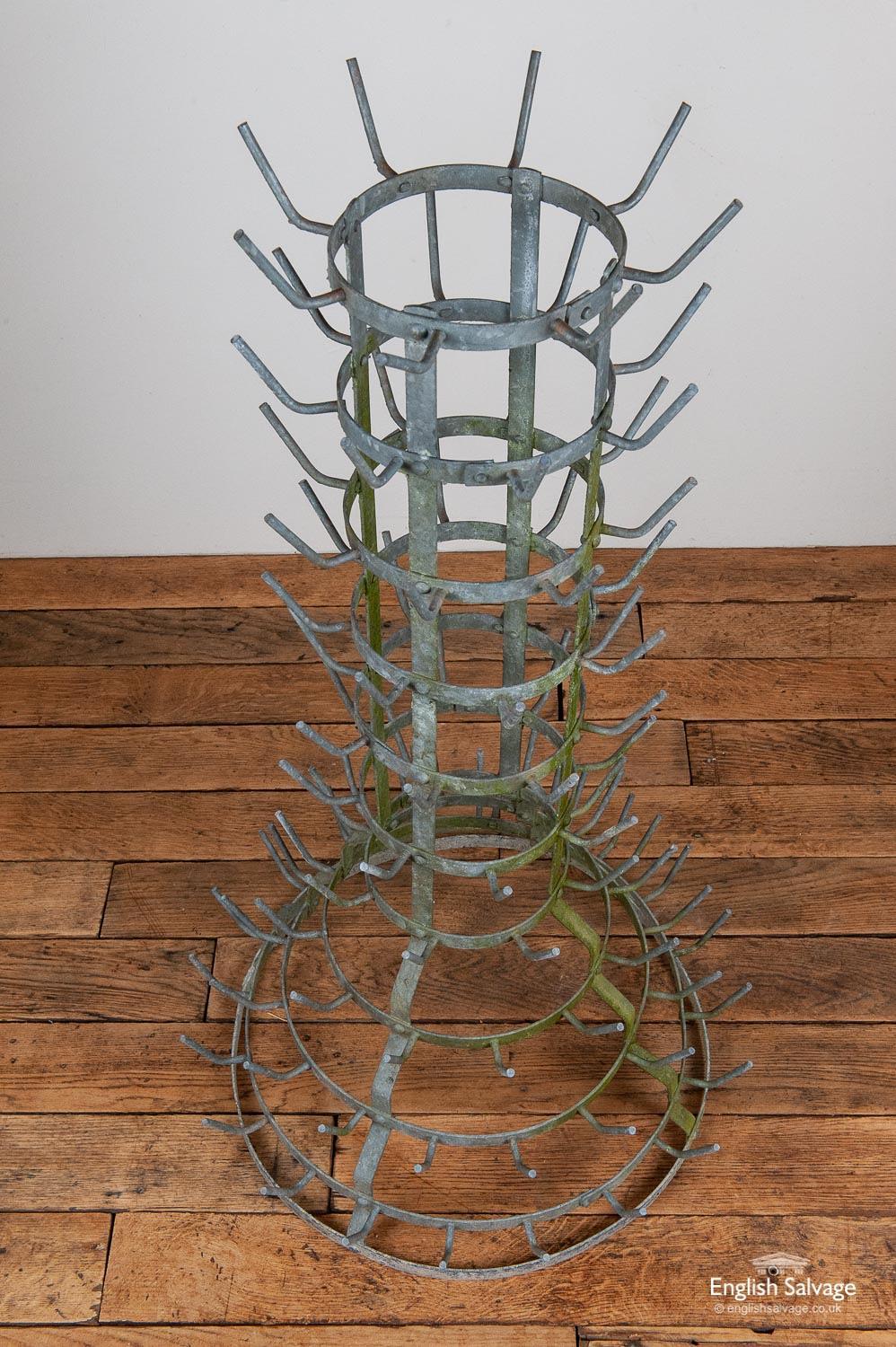Vintage Galvanised Metal Bottle Dryer Stand, 20th Century For Sale 1