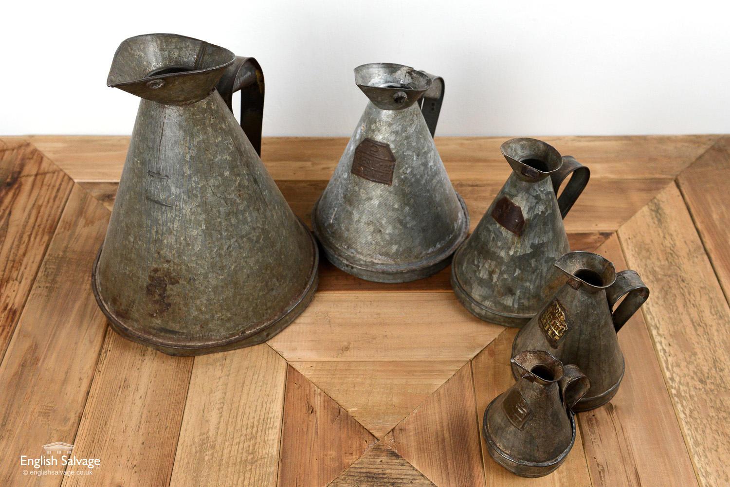 Vintage Galvanised Oil Jugs In Good Condition For Sale In London, GB