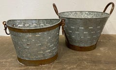 Vintage Galvanized Olive Basket or Pail