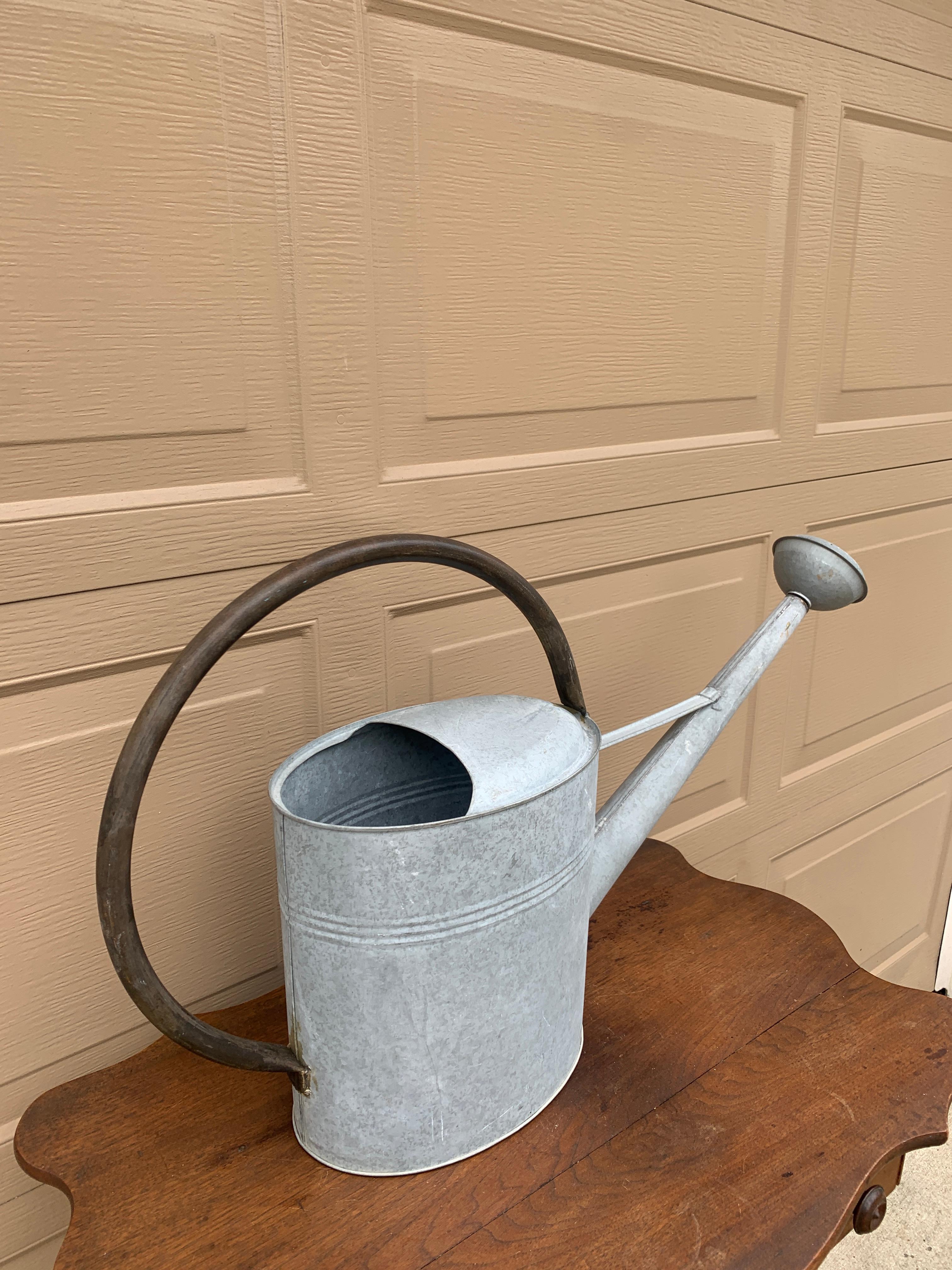 American Vintage Galvanized Steel and Copper Garden Watering Can, Circa 1940s