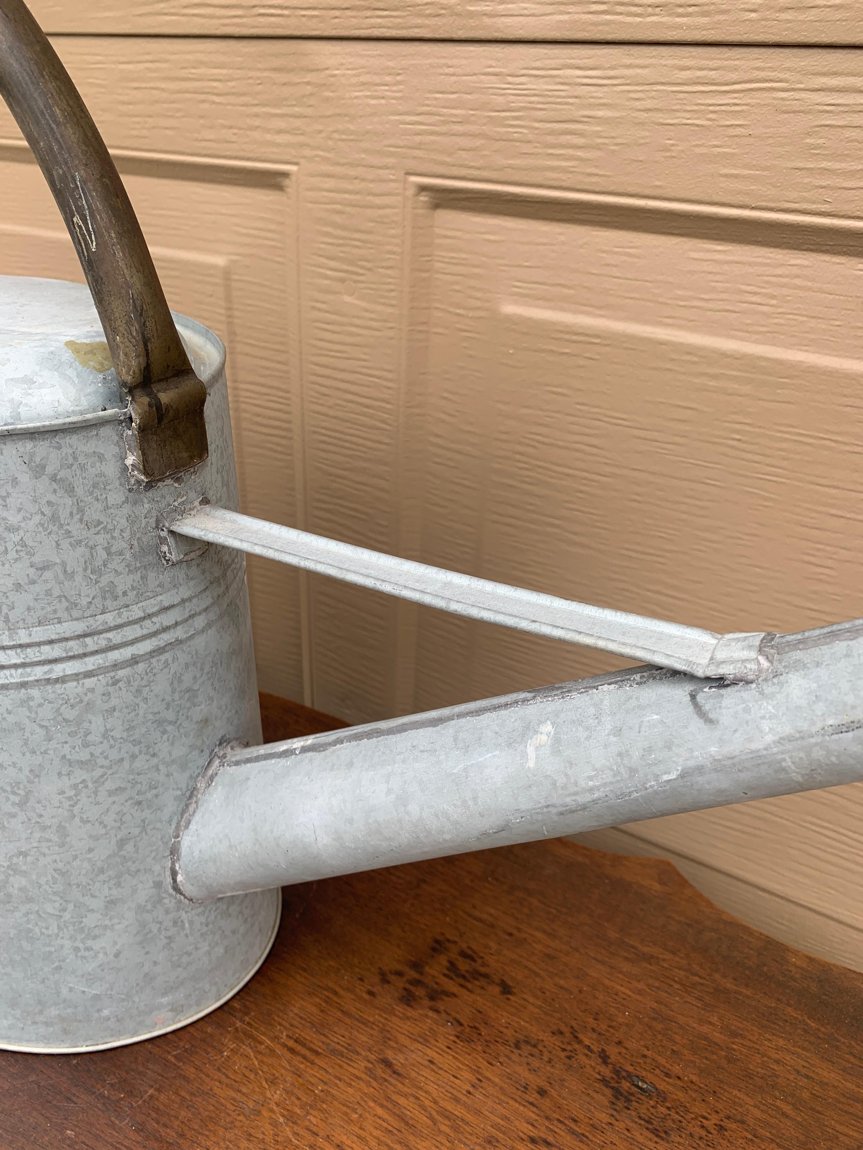 Vintage Galvanized Steel and Copper Garden Watering Can, Circa 1940s 1