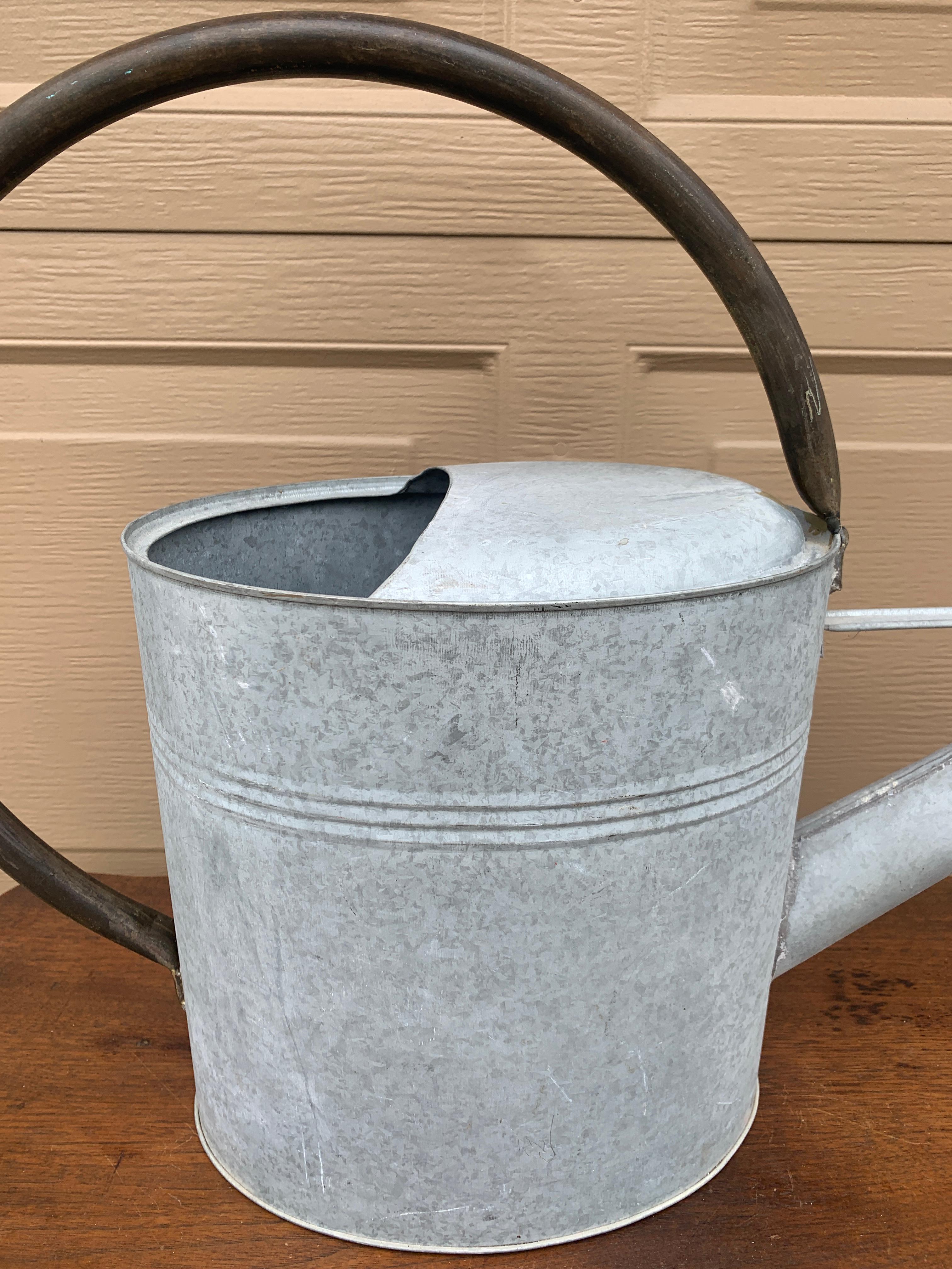 Vintage Galvanized Steel and Copper Garden Watering Can, Circa 1940s 2