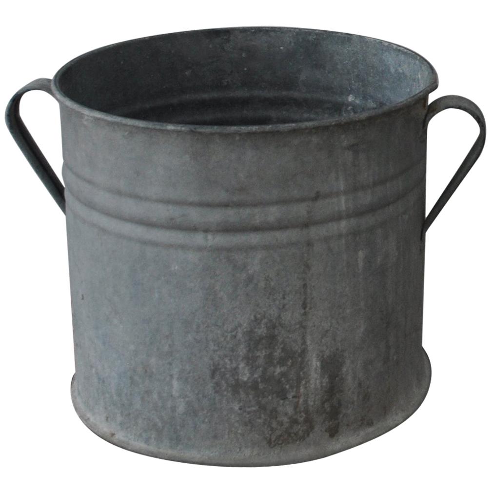 Vintage Galvanized Zinc Planter, 1950s For Sale
