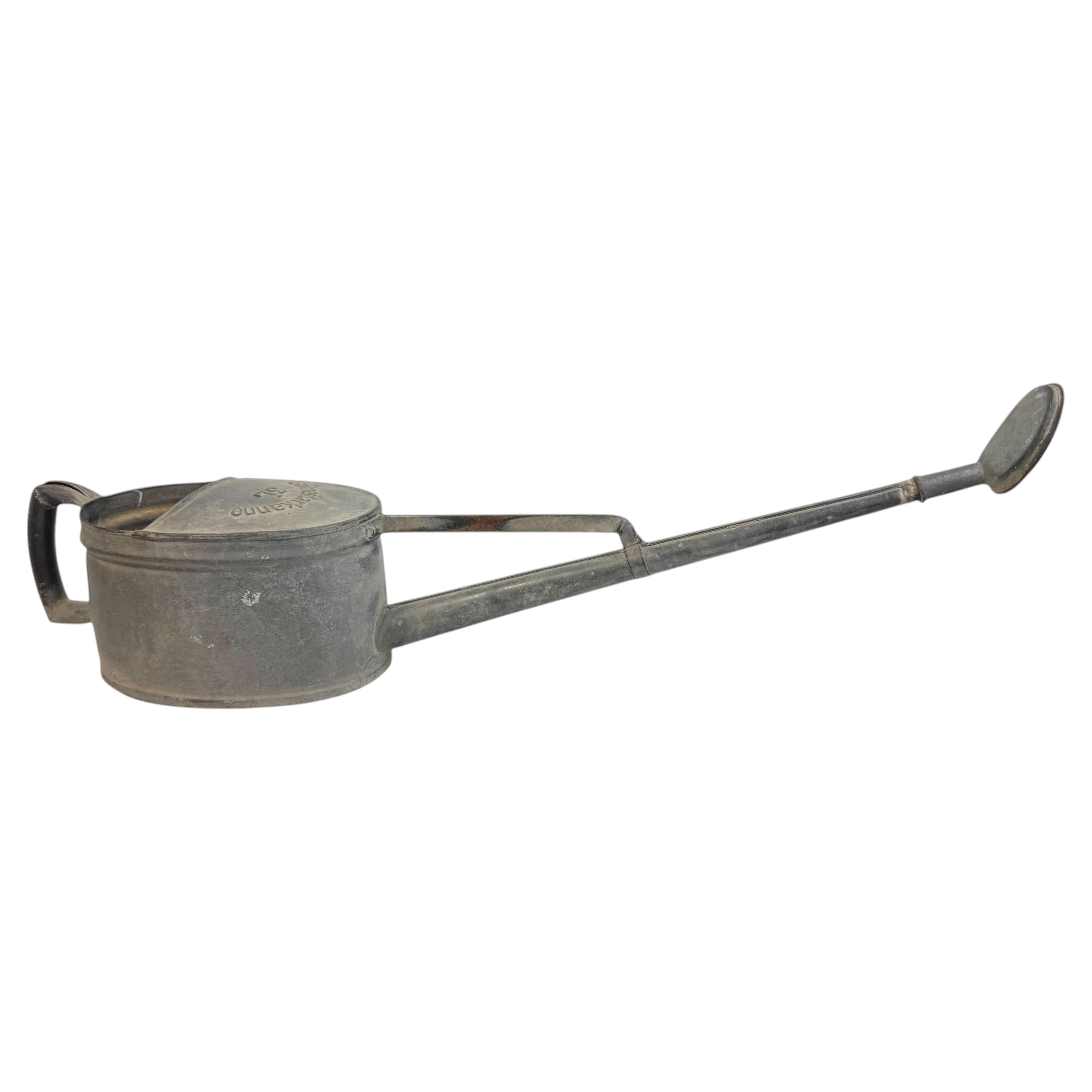 Vintage galvanized Zinc Rose Watering Can with Long Spout Schneider Can 3 Liter For Sale