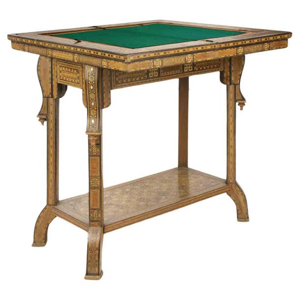 Vintage Game Table, Wood Inlaid Design, Italy, Early 20th Century For ...