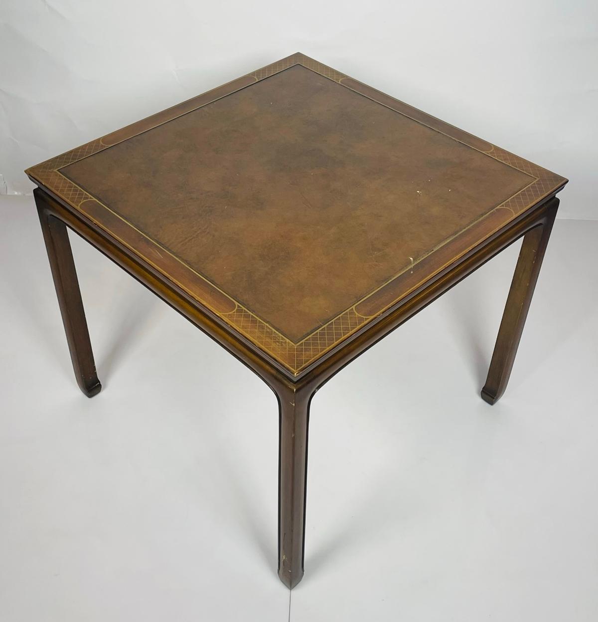 Vintage Game Table With Leather Top by Baker Furniture 