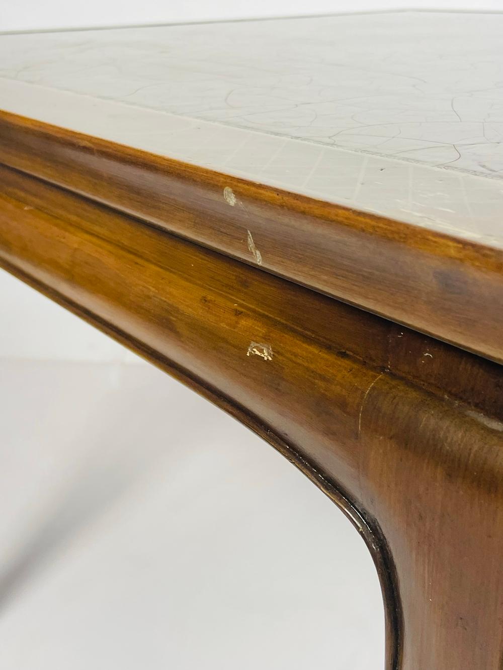 Vintage Game Table With Leather Top by Baker Furniture 
