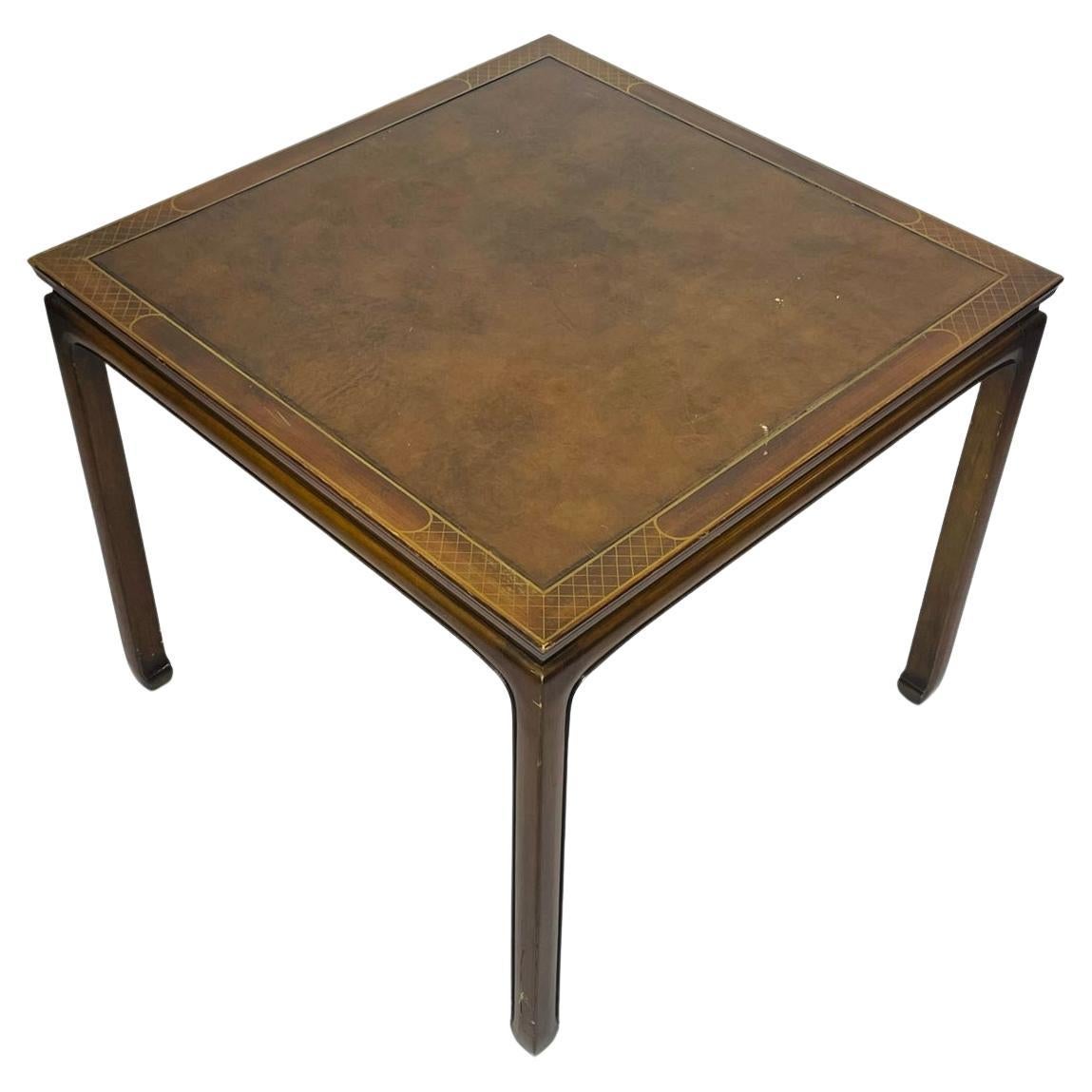 Vintage Game Table With Leather Top by Baker Furniture "Collectors Edition" For Sale