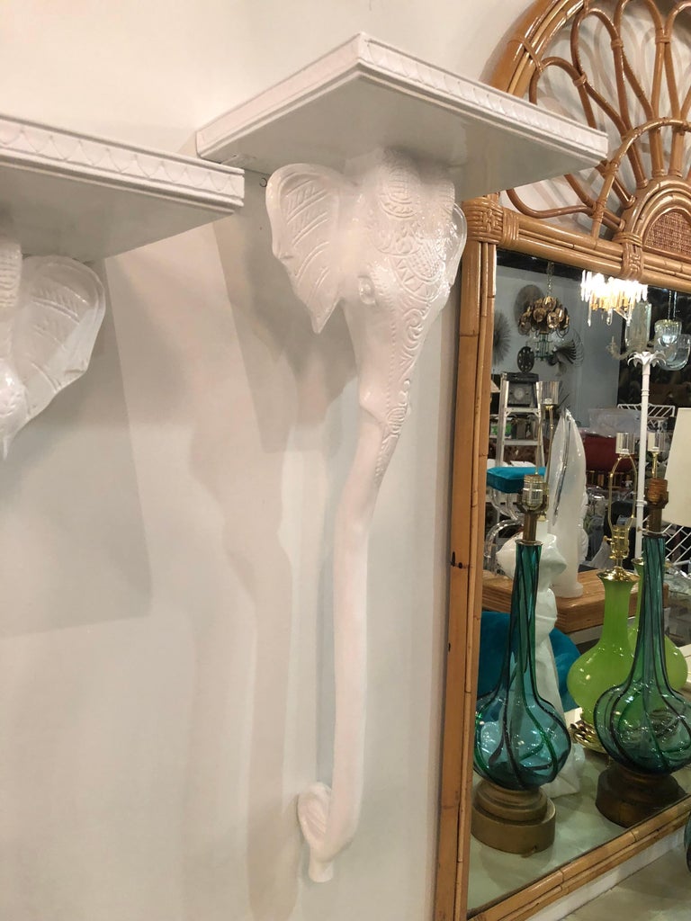 Vintage Gampel And Stoll Pair Elephant Wall Sconce Shelves Shelf Lacquered White At 1stdibs