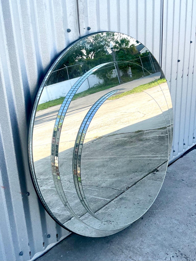 Vintage Gampel-Stoll Tri Ring Stacked Mirror For Sale 4