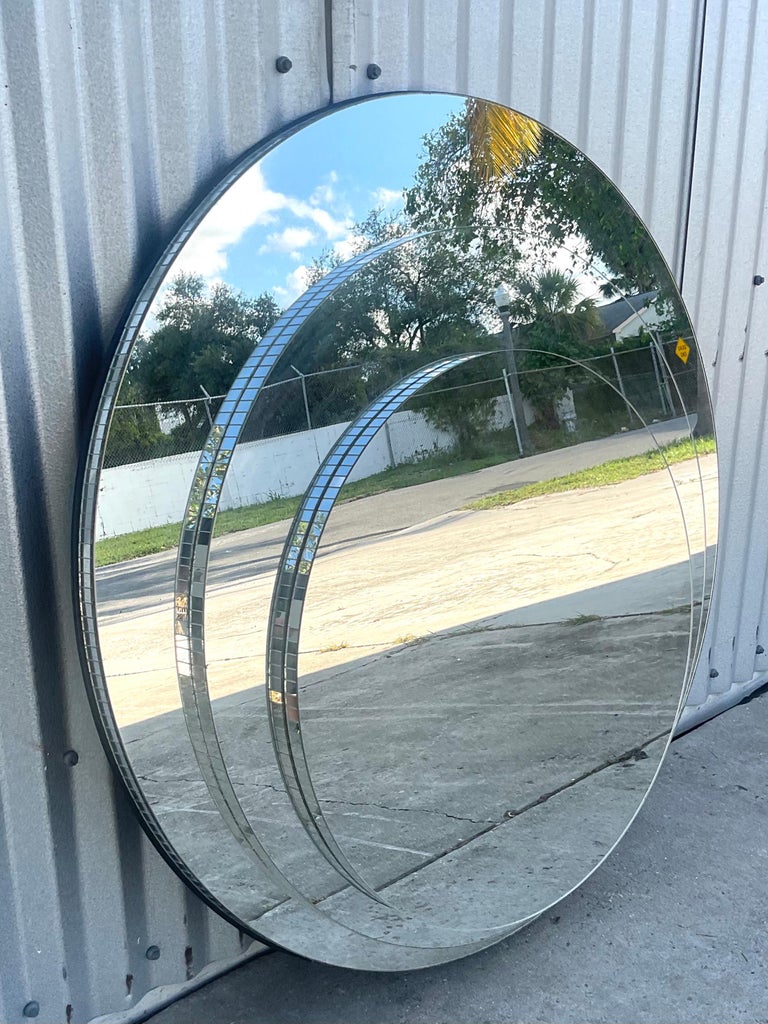 American Vintage Gampel-Stoll Tri Ring Stacked Mirror For Sale
