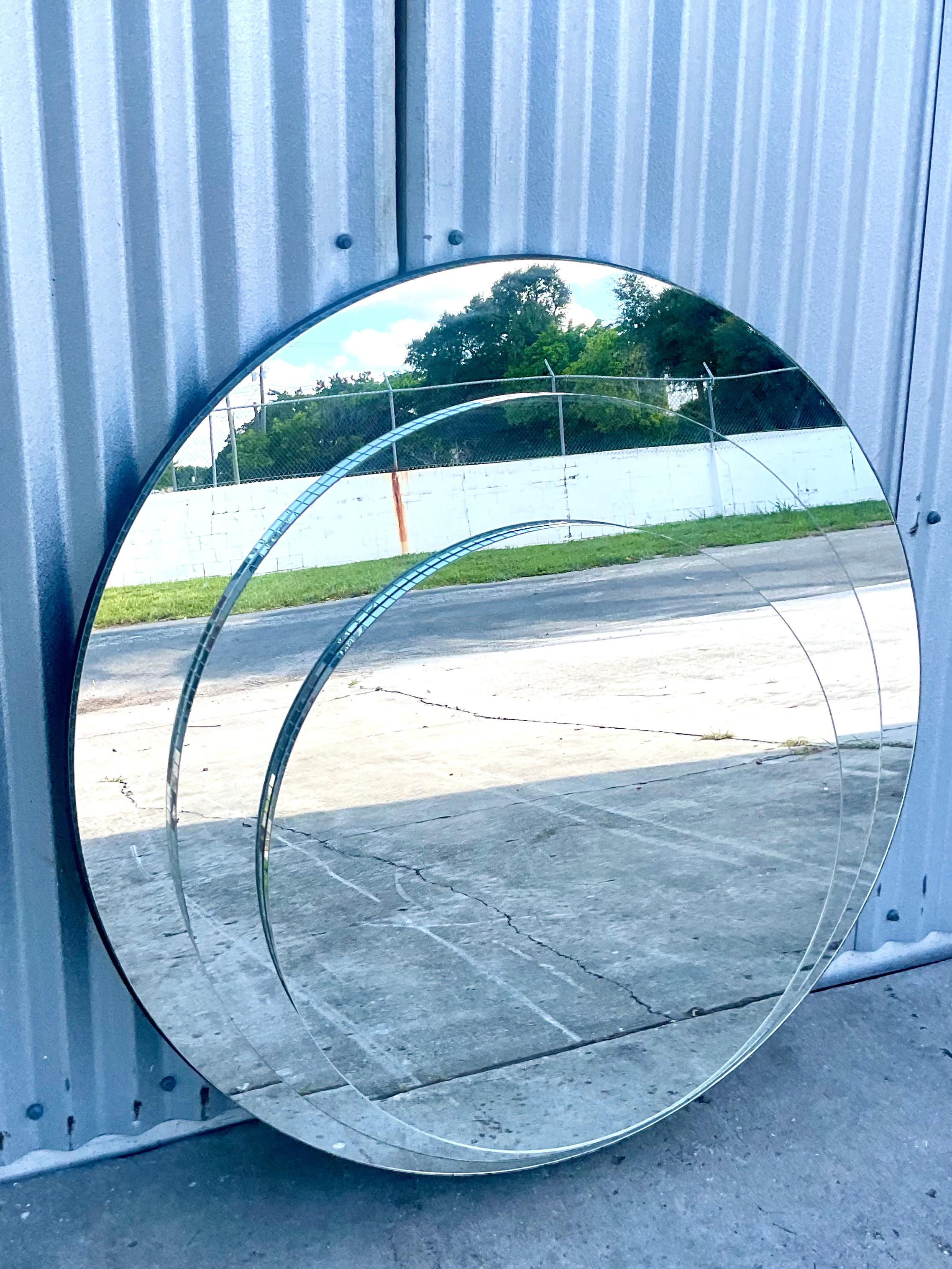 Late 20th Century Vintage Gampel-Stoll Tri Ring Stacked Mirror