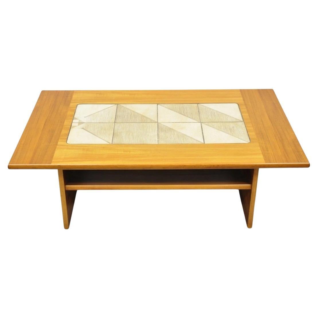 Vintage Gangso Mobler Mid Century Danish Modern Teak Tile Top Coffee Table