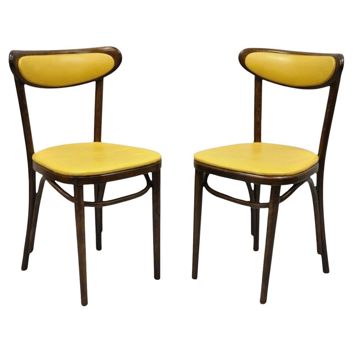 Vintage GAR Products Yellow Bentwood Ice Cream Parlor Dining Side Chair - a Pair