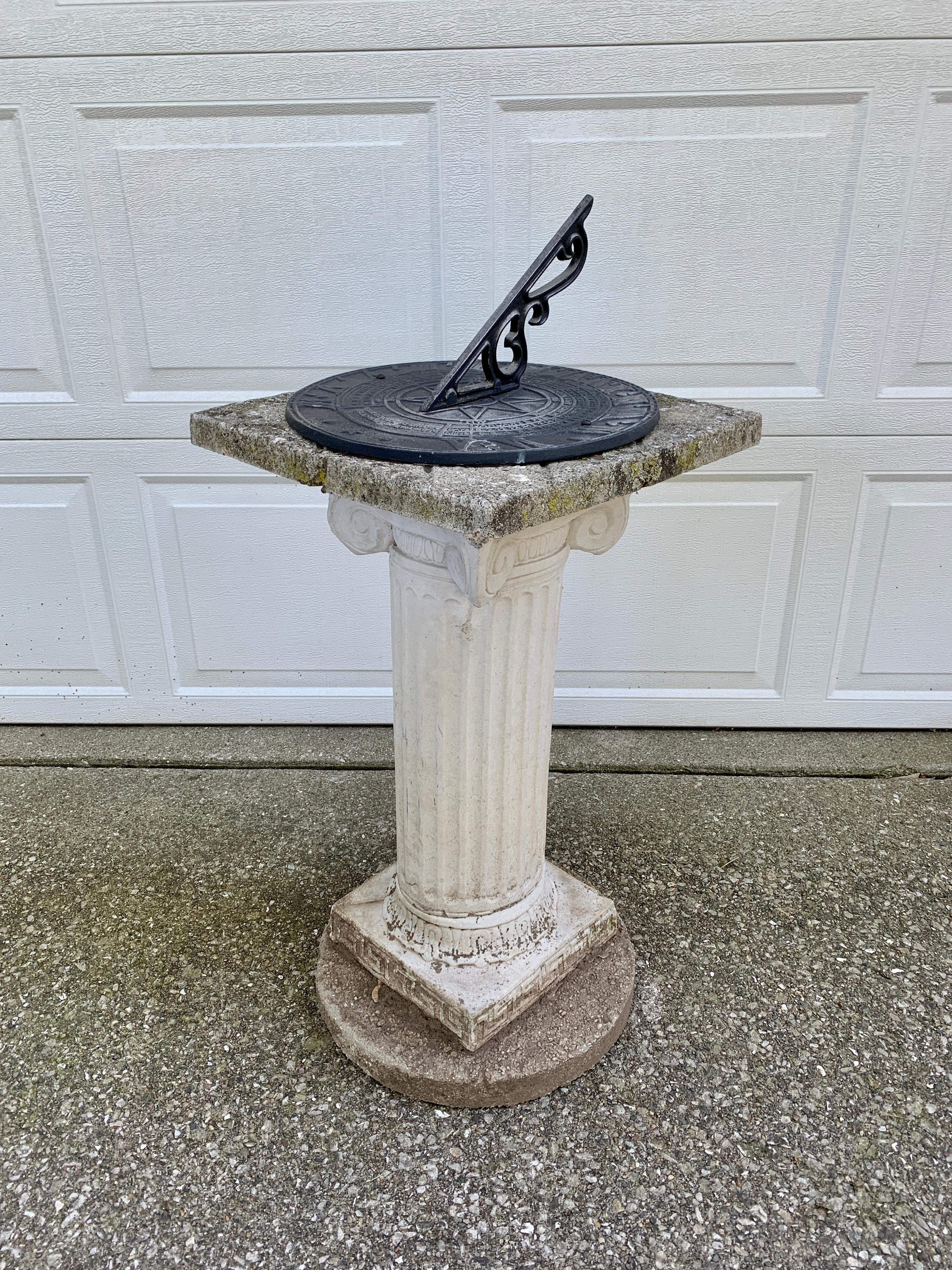 Vintage Garden Armillary Sundial on Cast Corinthian Column Pedestal For Sale 1