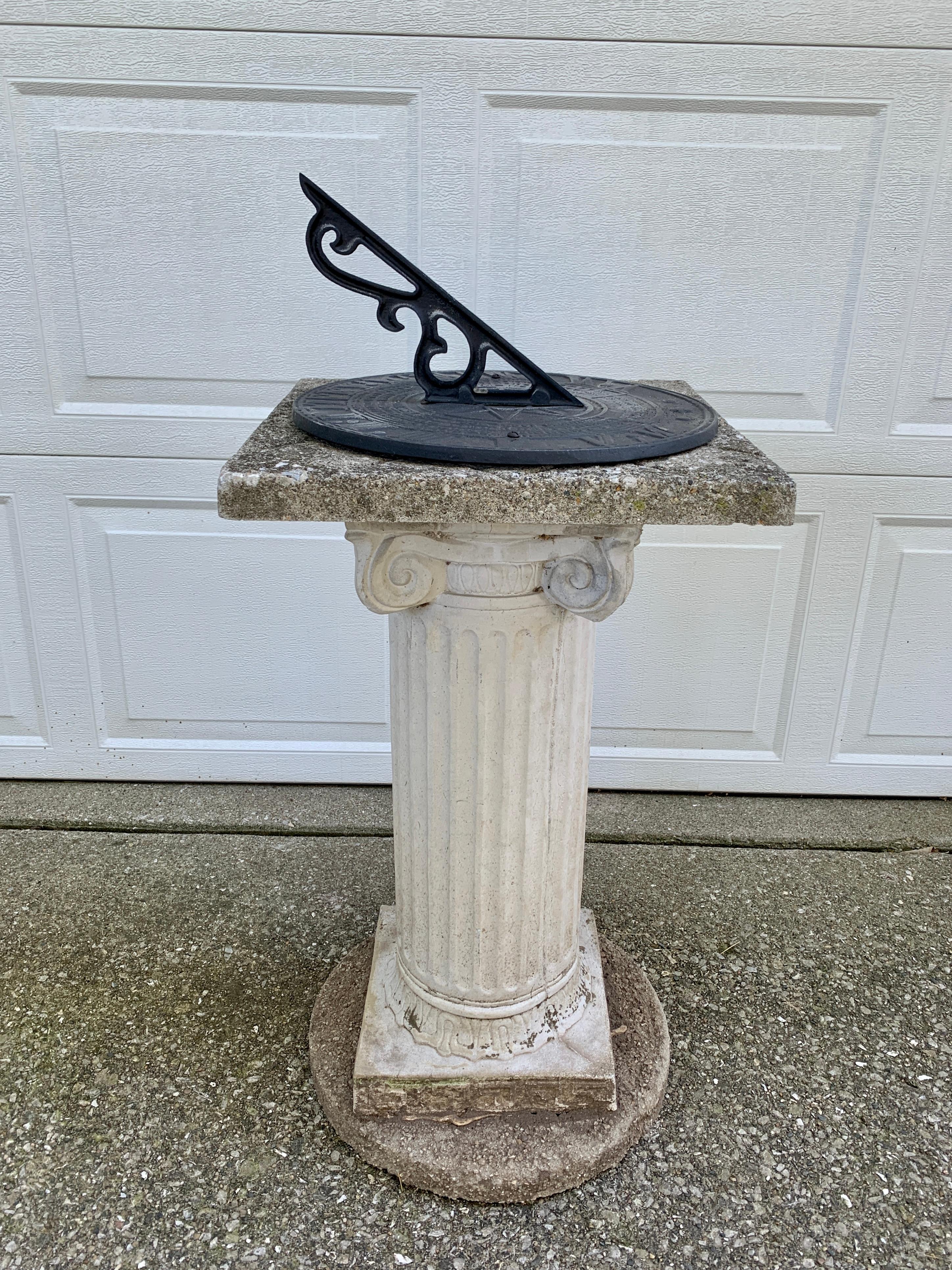 Late 20th Century Vintage Garden Armillary Sundial on Cast Corinthian Column Pedestal For Sale