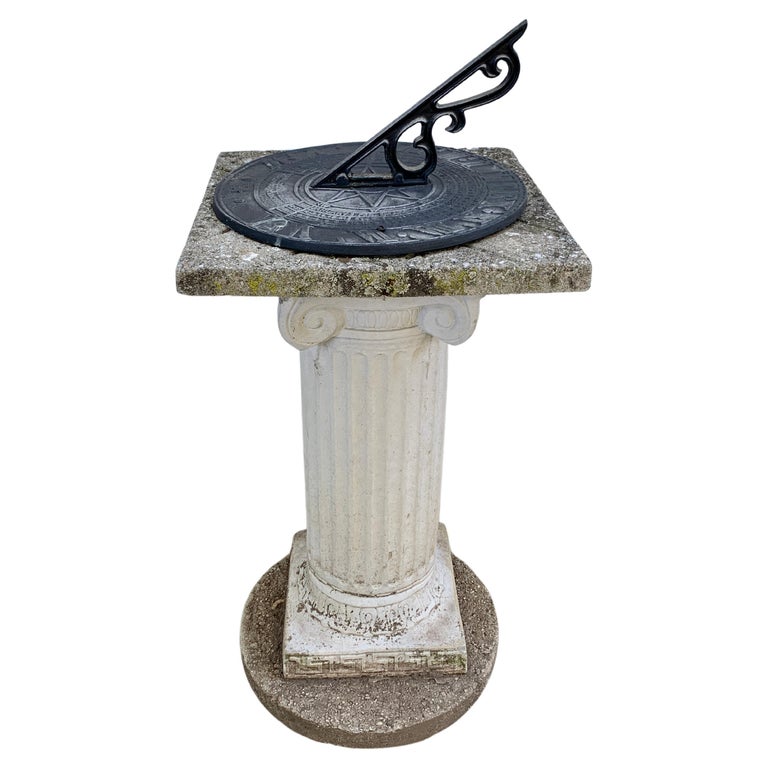 Vintage Garden Armillary Sundial on Cast Corinthian Column Pedestal For