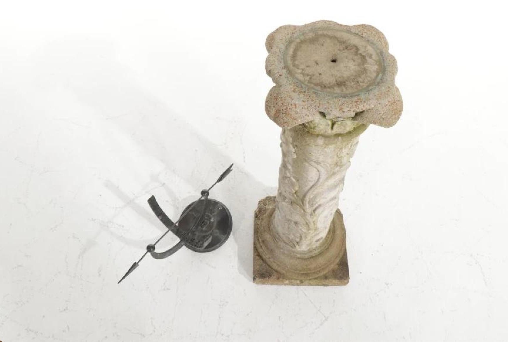 Vintage Garden Armillary Sundial on Cast Stone Pedestal 1